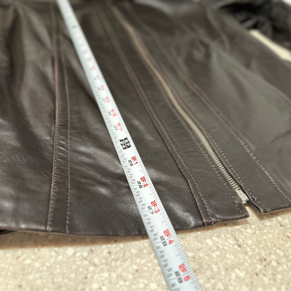 COACH Vintage DarkBrown Soft Leather Zip Jacket 2 Pockets Signature C Lining EUC - Picture 10 of 16